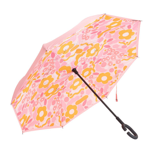 Reverse Umbrella- Floral Pink