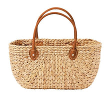 Load image into Gallery viewer, Hand Woven Market Basket- Suede Handle
