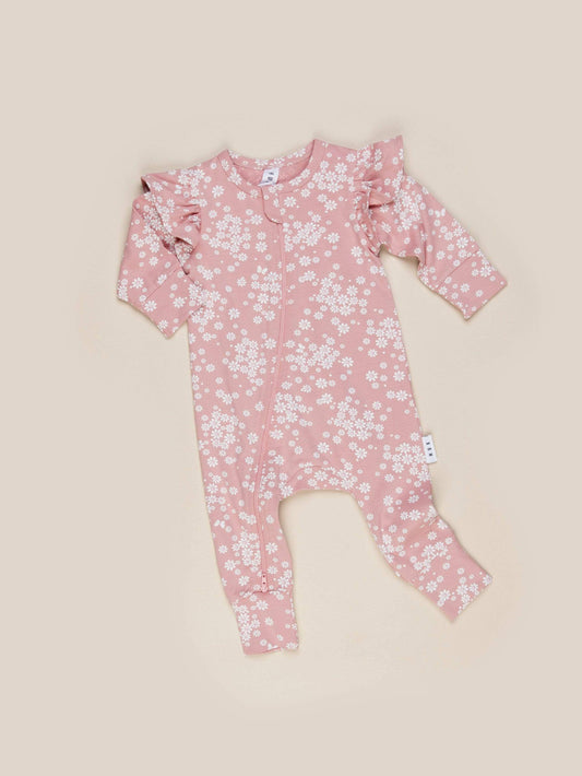 Huxbaby Floral Frill Zip Romper