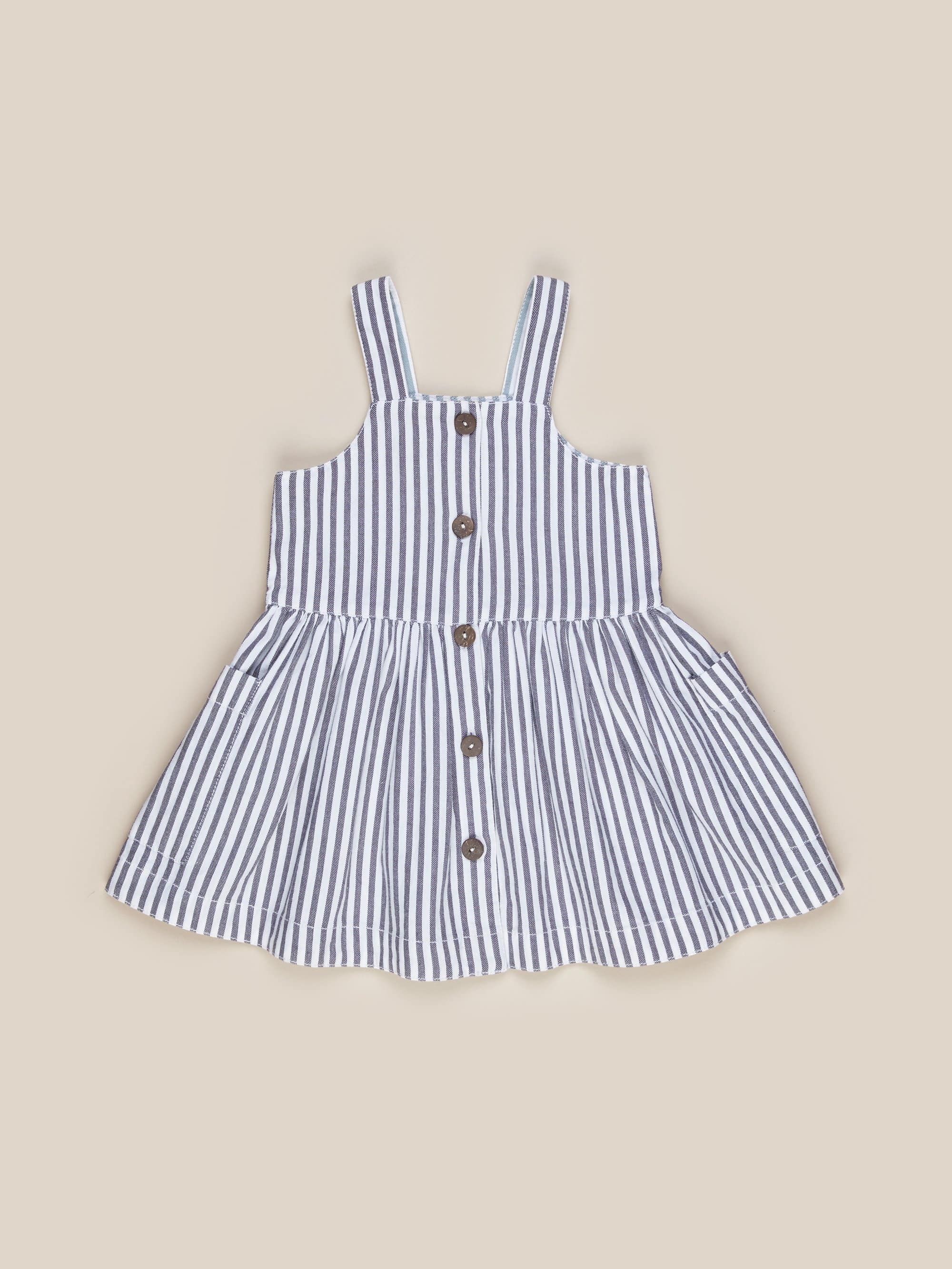 Huxbaby Reversible Dress- Ink & Surf Stripe