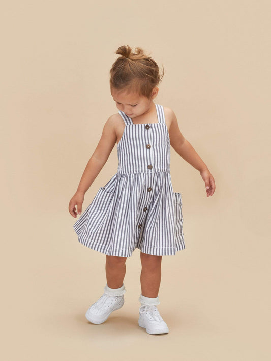 Huxbaby Reversible Dress- Ink & Surf Stripe