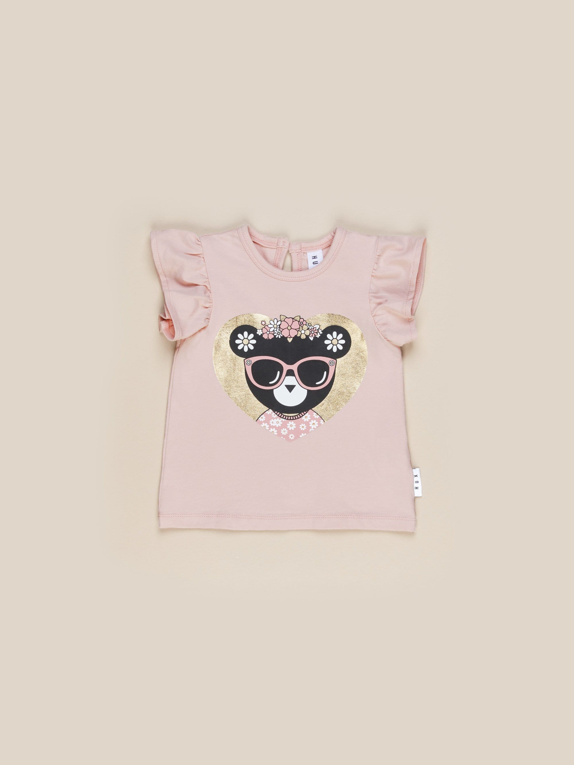 Huxbaby Floral Huxbear Frill T-Shirt- Rose