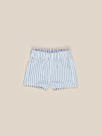 Huxbaby Reversible Chino Short- Ink & Surf Stripe