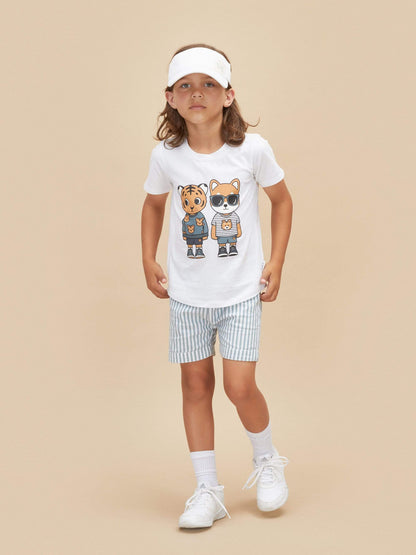 Huxbaby Reversible Chino Short- Ink & Surf Stripe