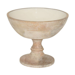 White Washed Bowl on Stand