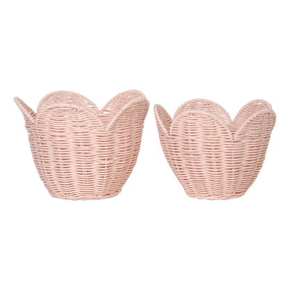 Rattan Lily Basket Set- Blush