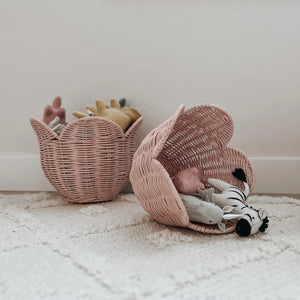 Rattan Lily Basket Set- Blush